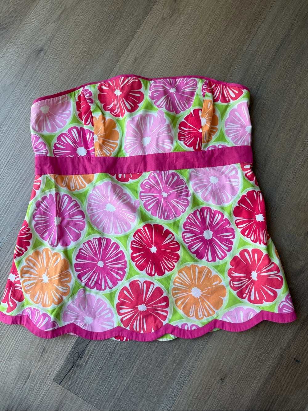 Lilly Pulitzer Bright Floral Strapless Top in Pink, Orange, Green